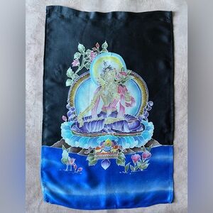 Hand Painted Silk Wall Hanging or Banner Meditation